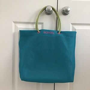 Biotherm turquoise large mesh bag